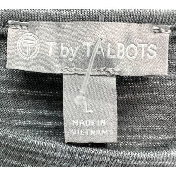 T By Talbots Tie Front T Shirt Dress L Gray Alamedia Stripe Stretch Feminine NEW - Picture 10 of 11